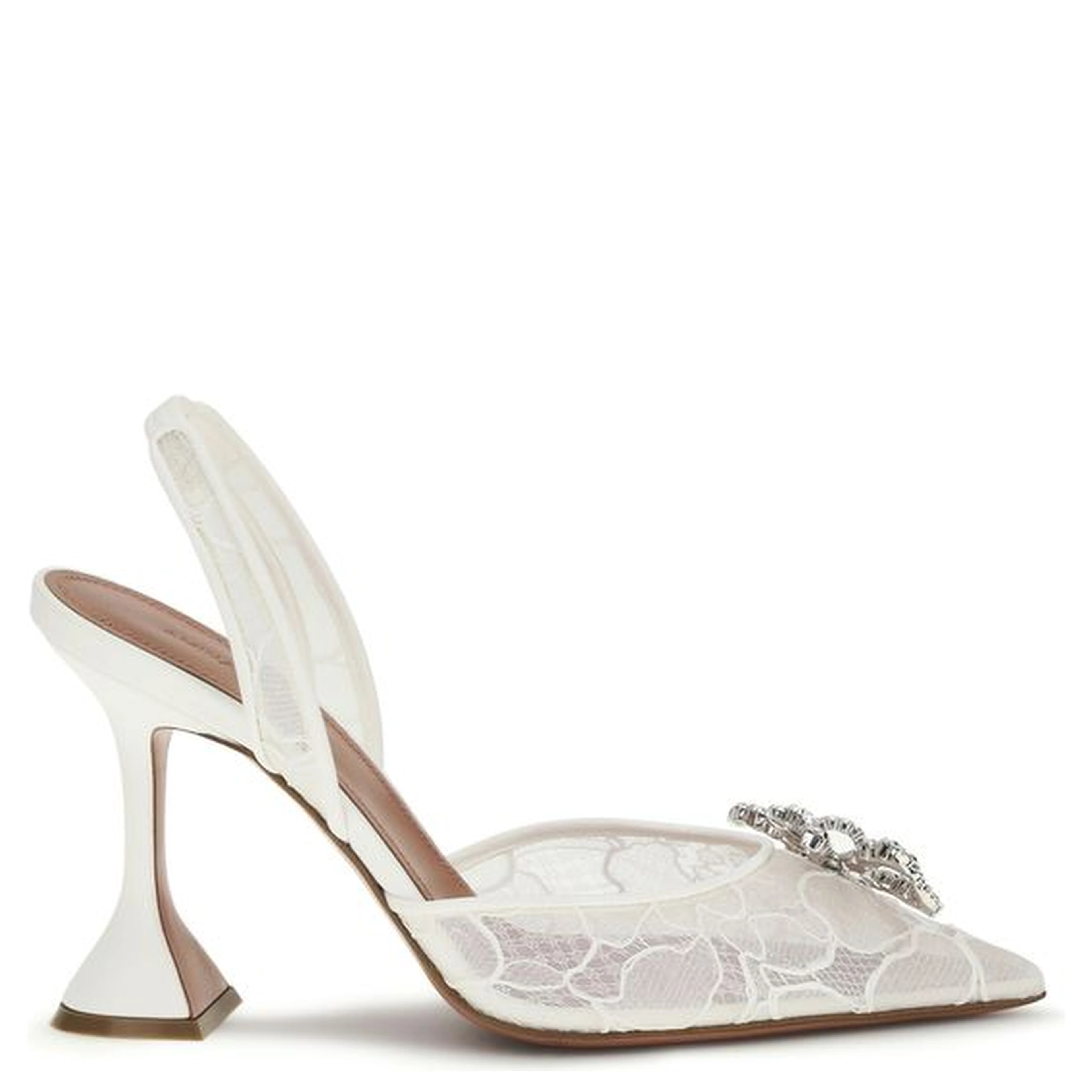 White Fabric High Heel Pumps