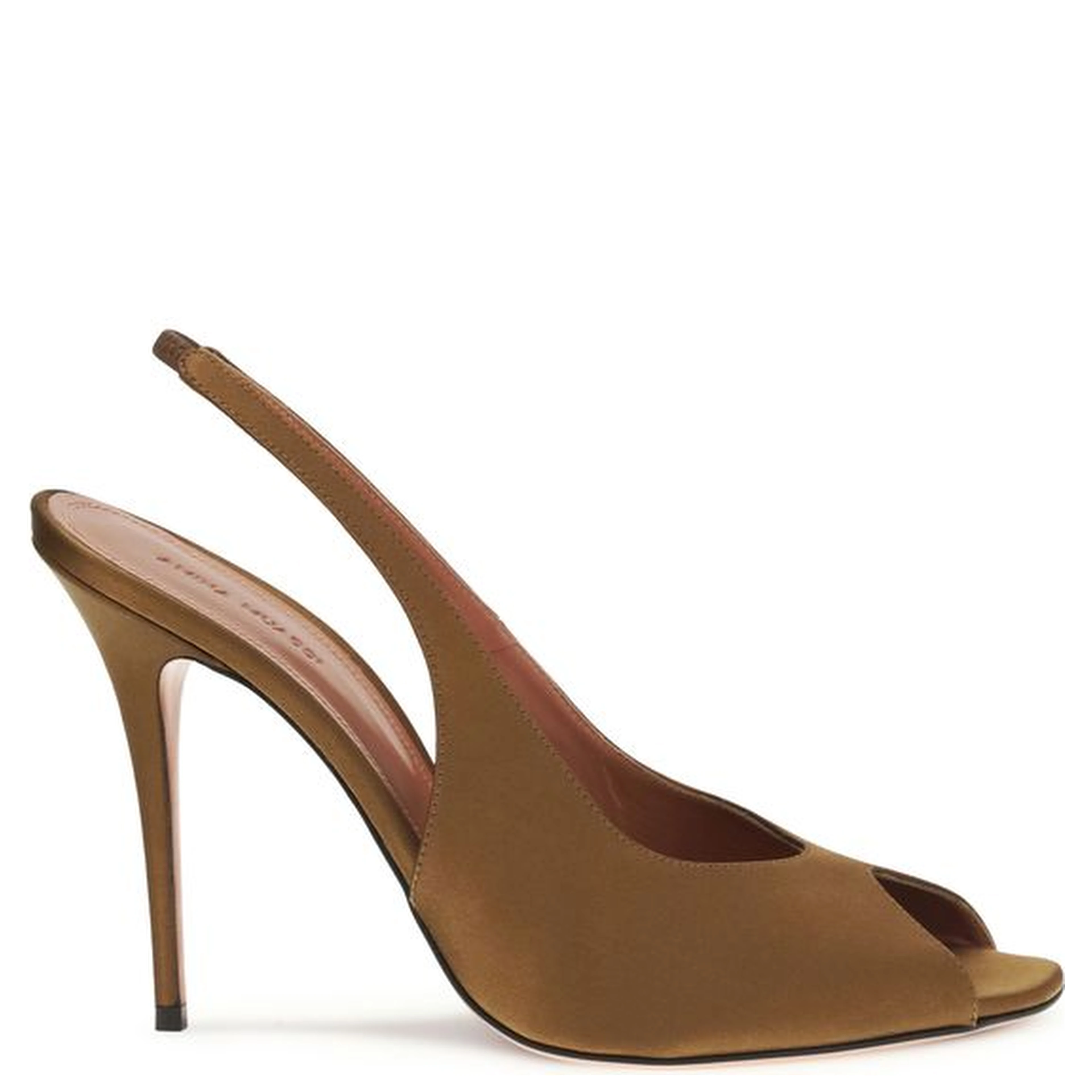 Brown Silk Stiletto Heel Sandals