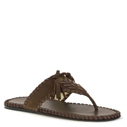 Brown Calf Leather Bos Taurus Flat Sandals