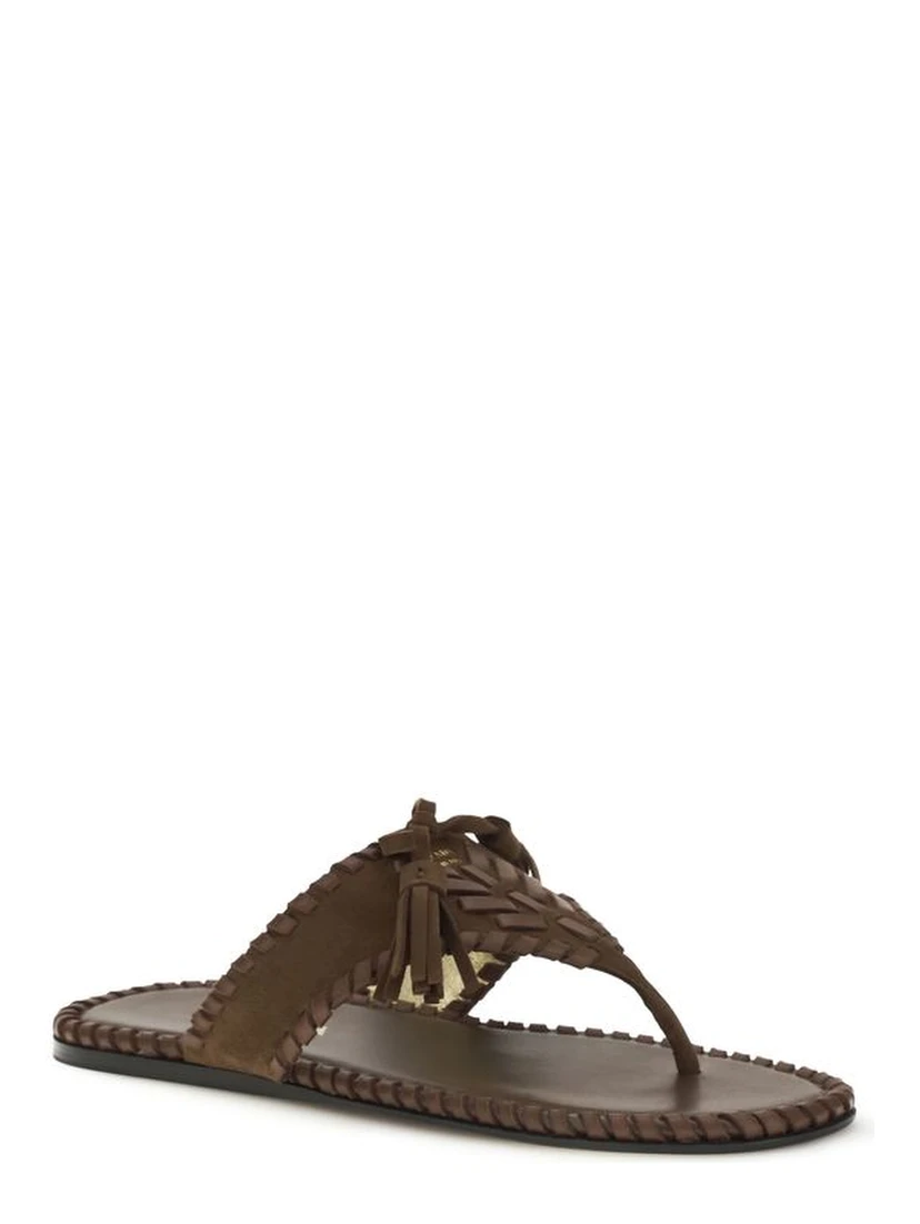 Brown Calf Leather Bos Taurus Flat Sandals
