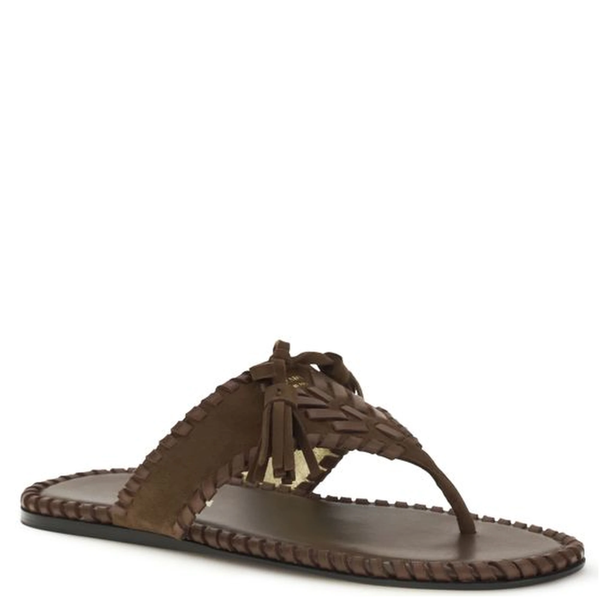 Brown Calf Leather Bos Taurus Flat Sandals