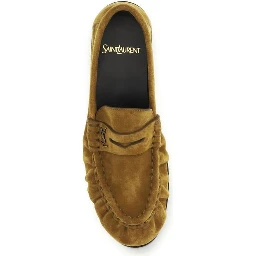Beige Calf Leather Bos Taurus Slip-On Loafers