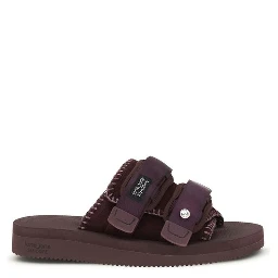 Black Polyester Flat Sandals
