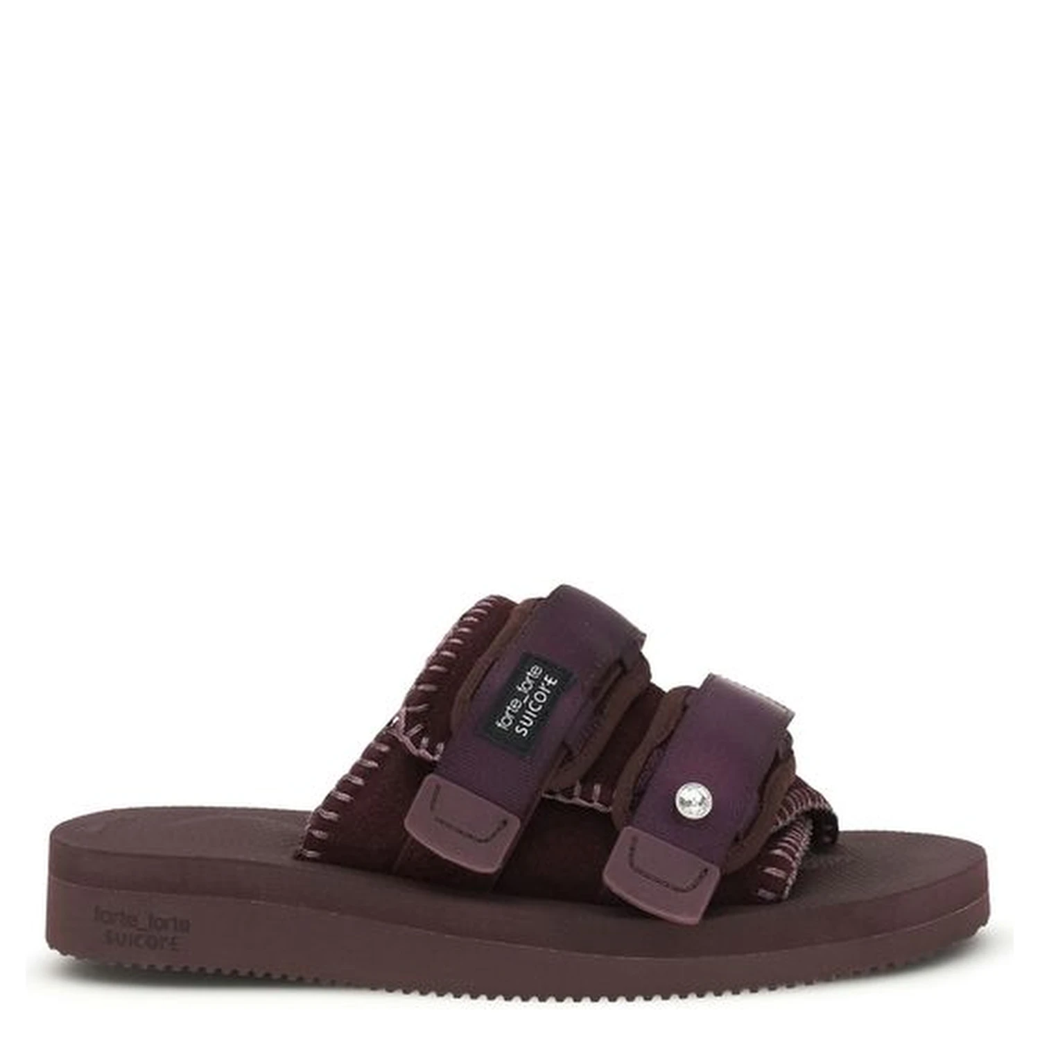 Black Polyester Flat Sandals