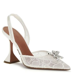 White Fabric High Heel Pumps