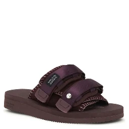 Black Polyester Flat Sandals
