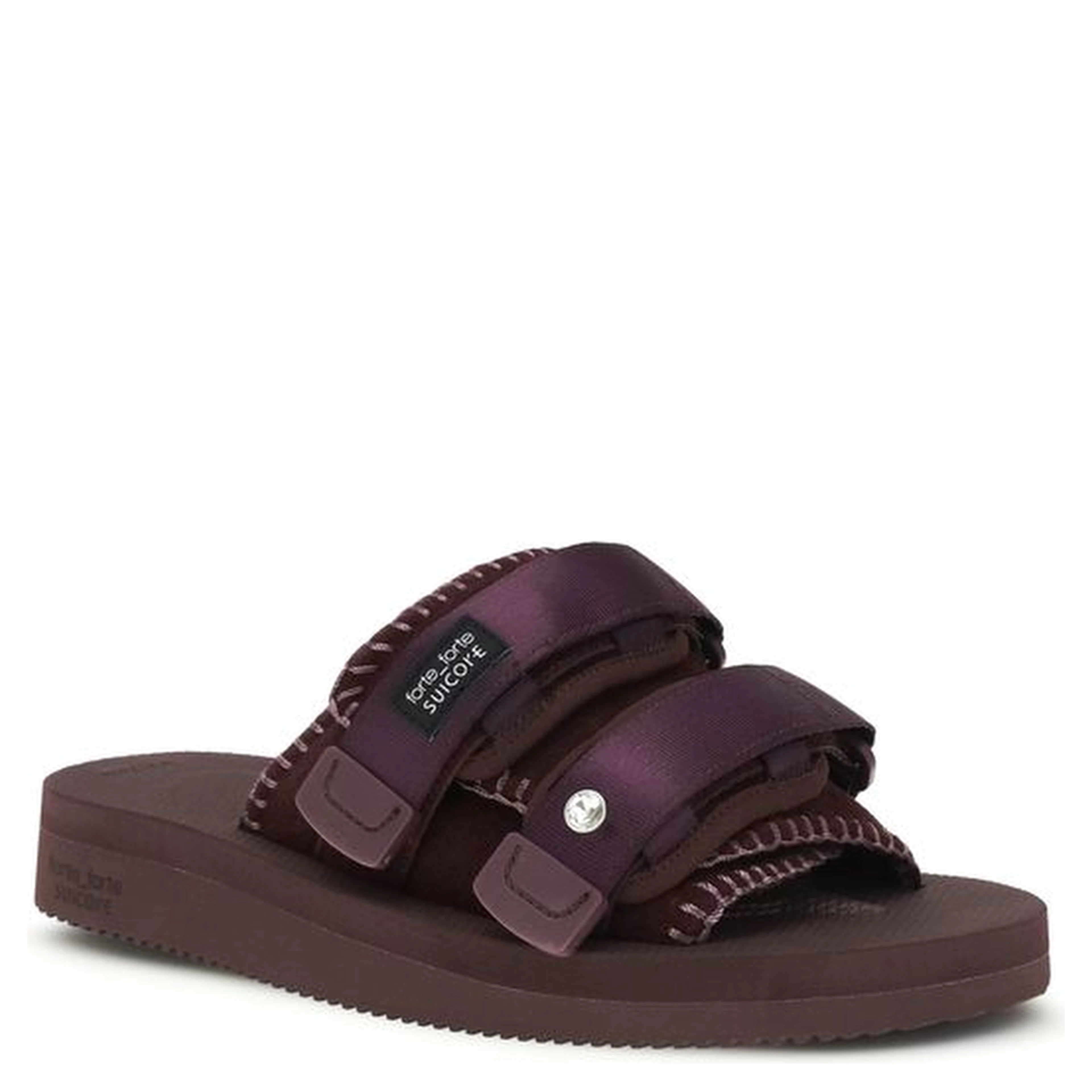 Black Polyester Flat Sandals