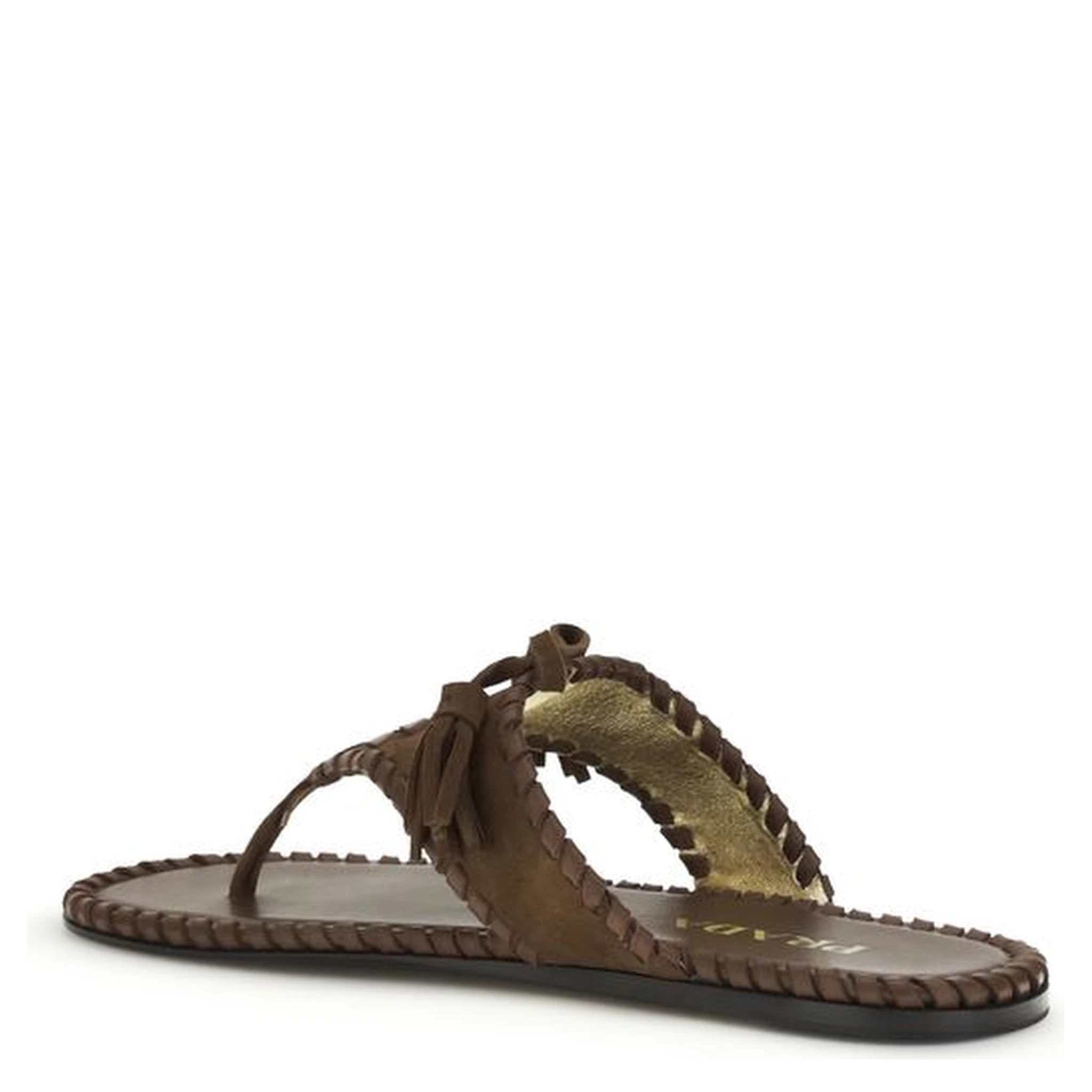 Brown Calf Leather Bos Taurus Flat Sandals