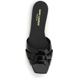 Black Calf Leather Bos Taurus Flat Sandals