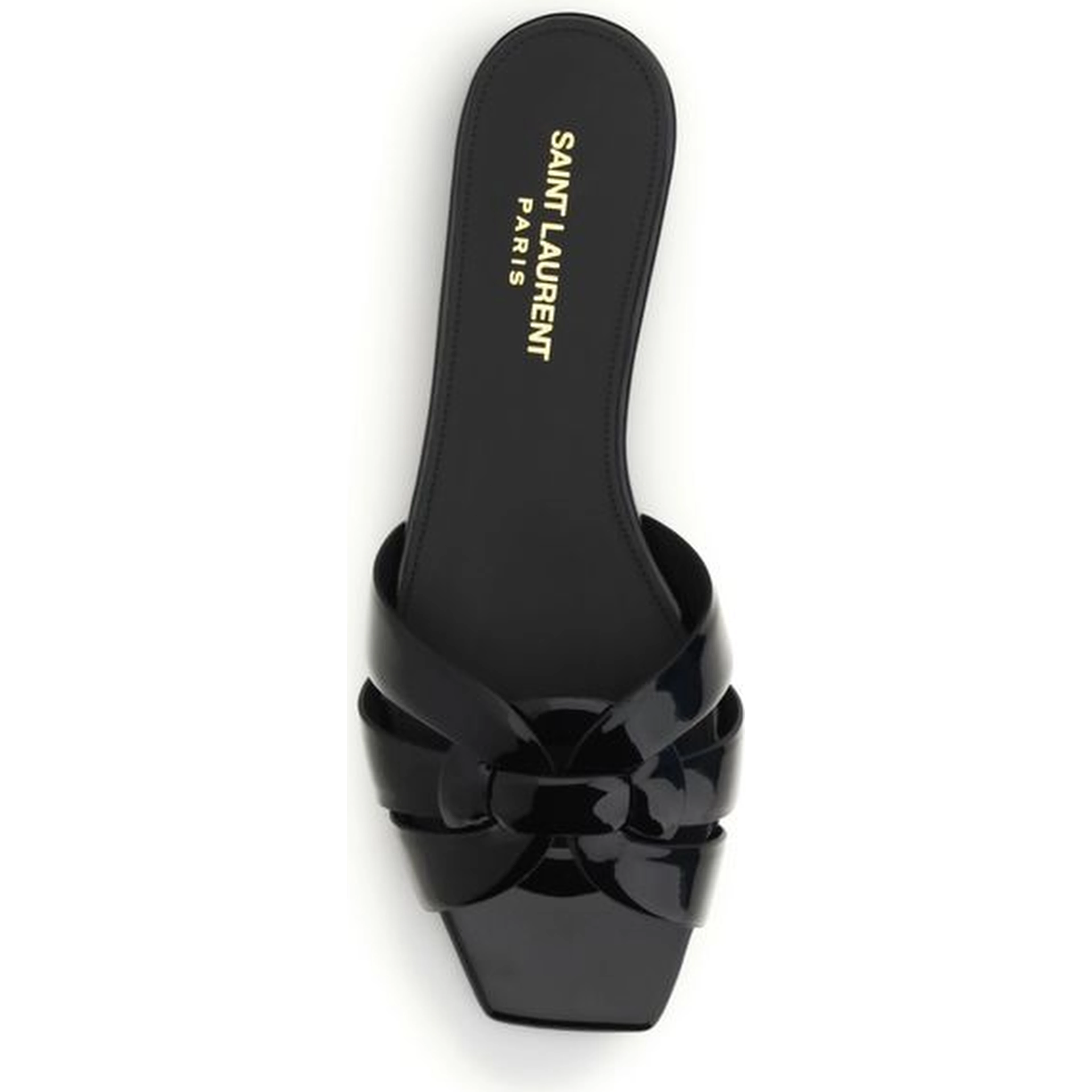 Black Calf Leather Bos Taurus Flat Sandals