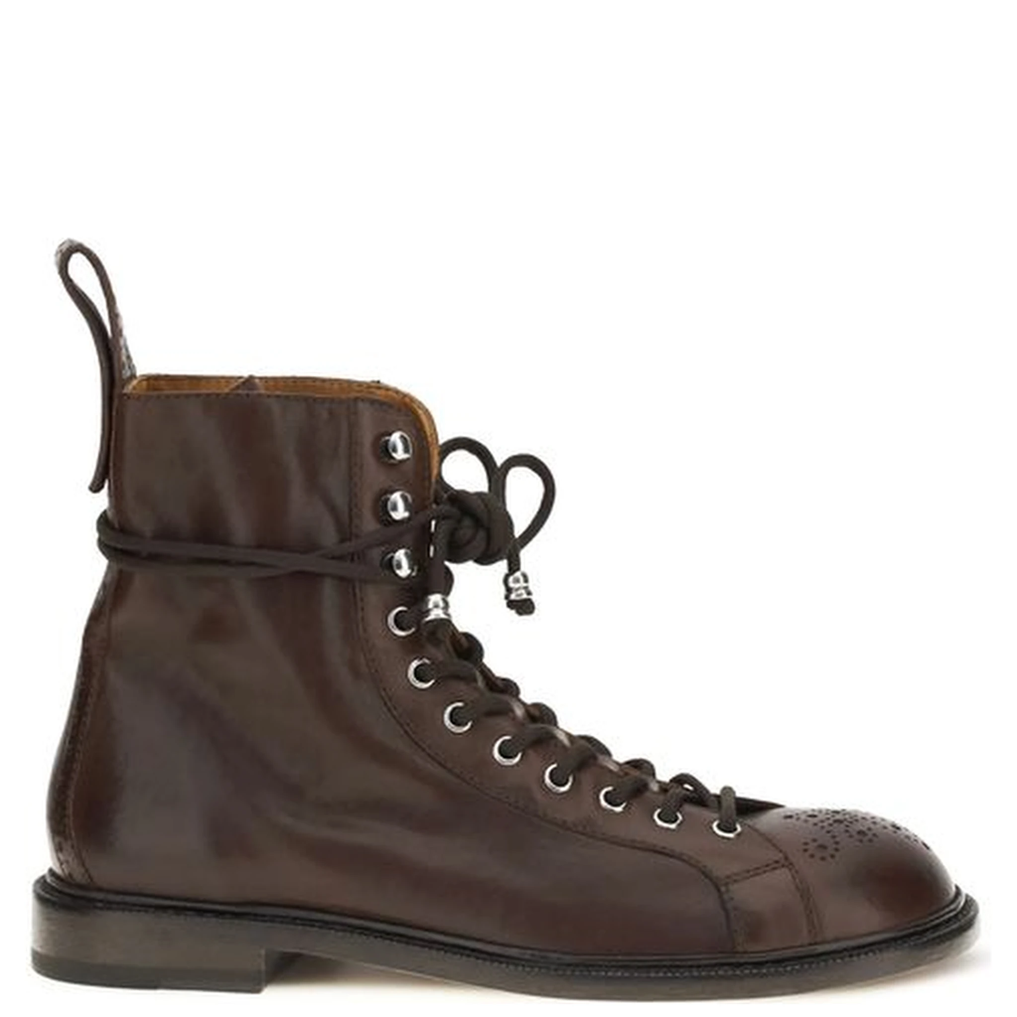 Brown Calf Leather Bos Taurus Lace-Up Boots