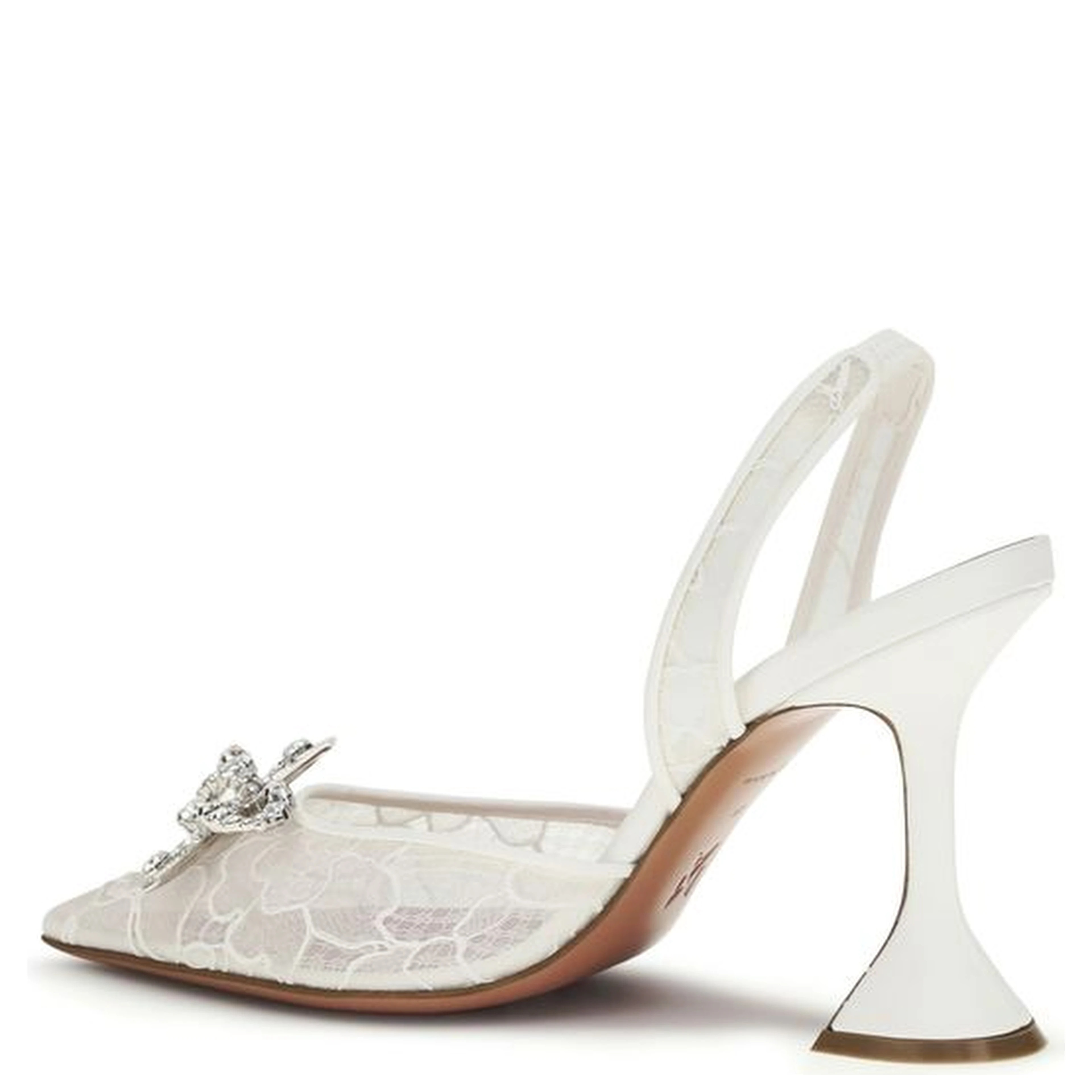 White Fabric High Heel Pumps