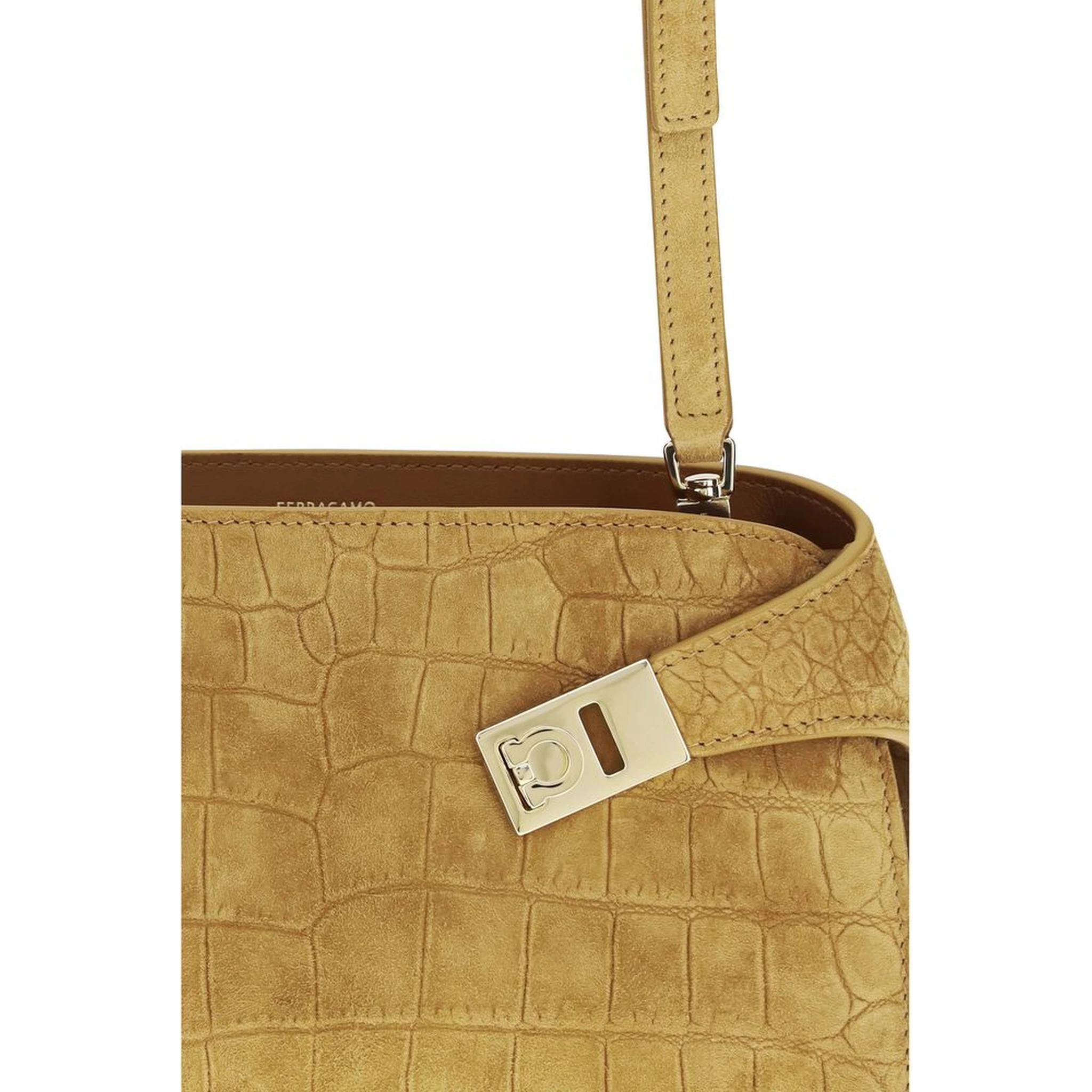 Beige Calf Leather Bos Taurus Shoulder Bag