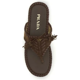 Brown Calf Leather Bos Taurus Flat Sandals