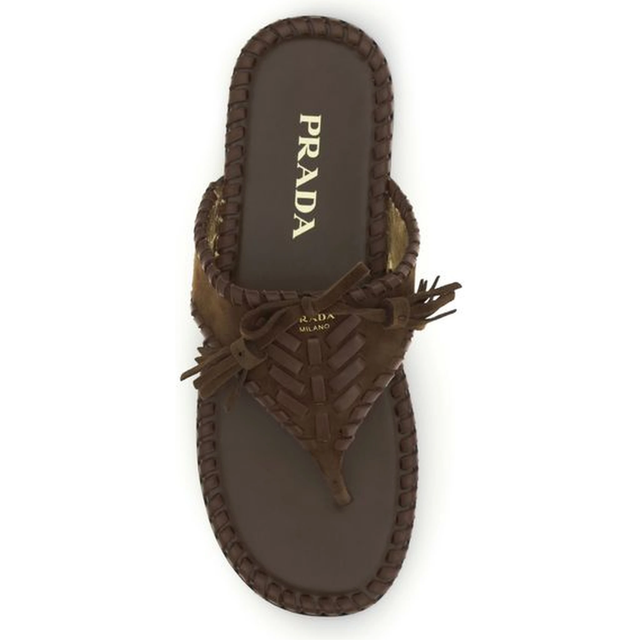 Brown Calf Leather Bos Taurus Flat Sandals