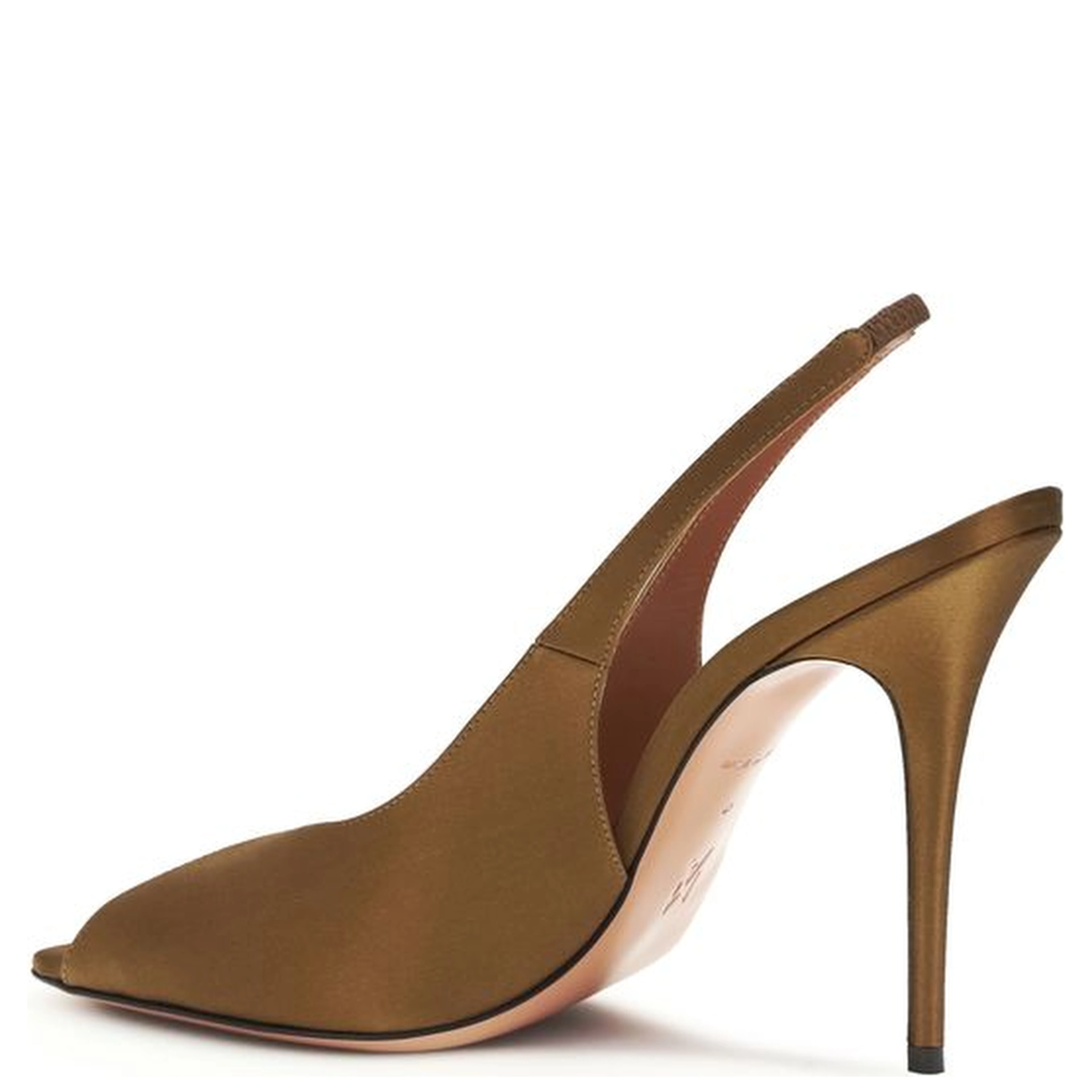 Brown Silk Stiletto Heel Sandals
