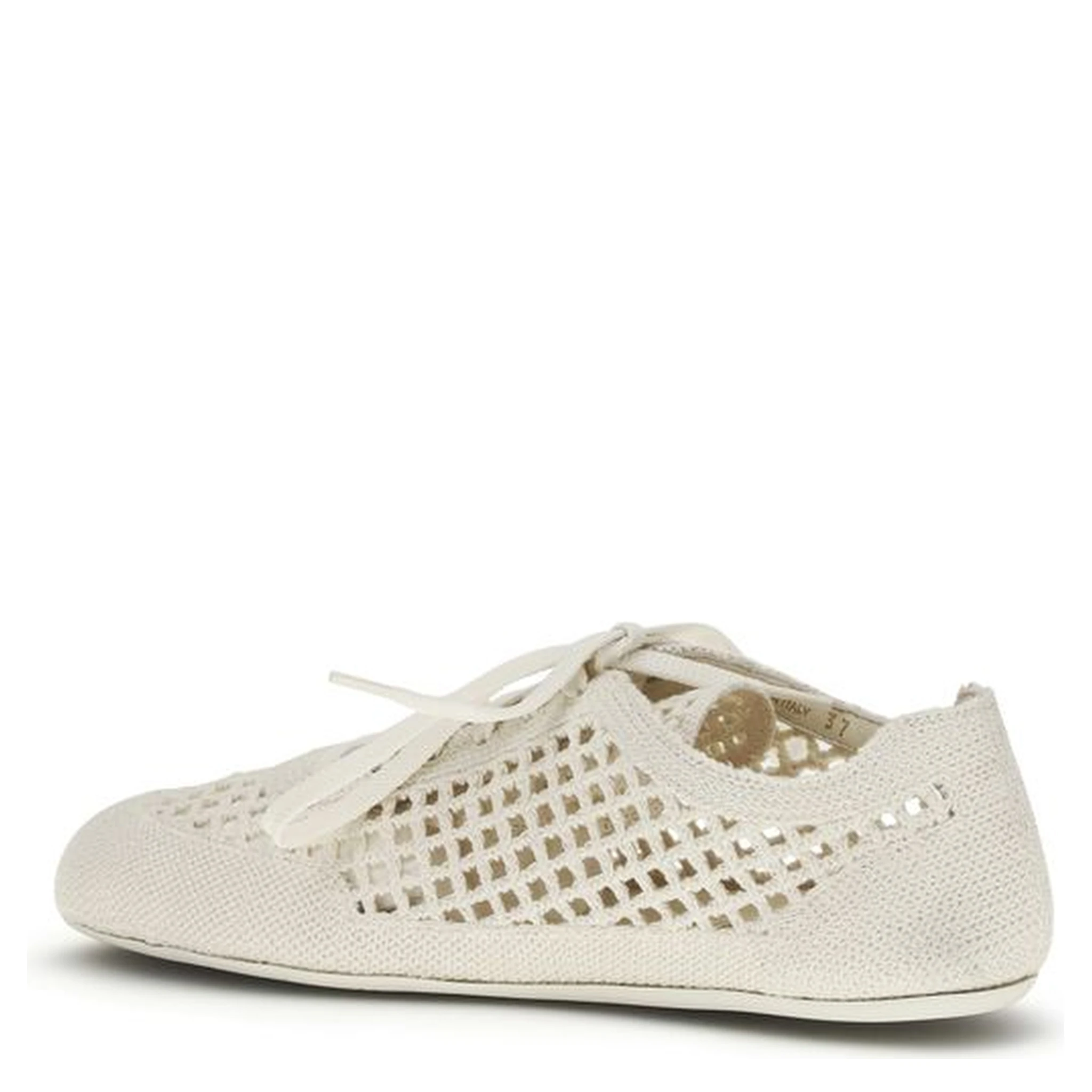 Beige Fabric Low Top Sneakers