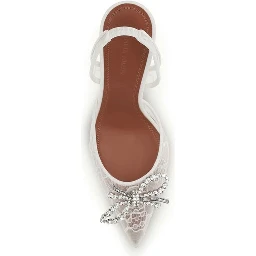 White Fabric High Heel Pumps