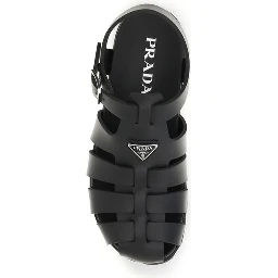 Black Calf Leather Bos Taurus Flat Sandals