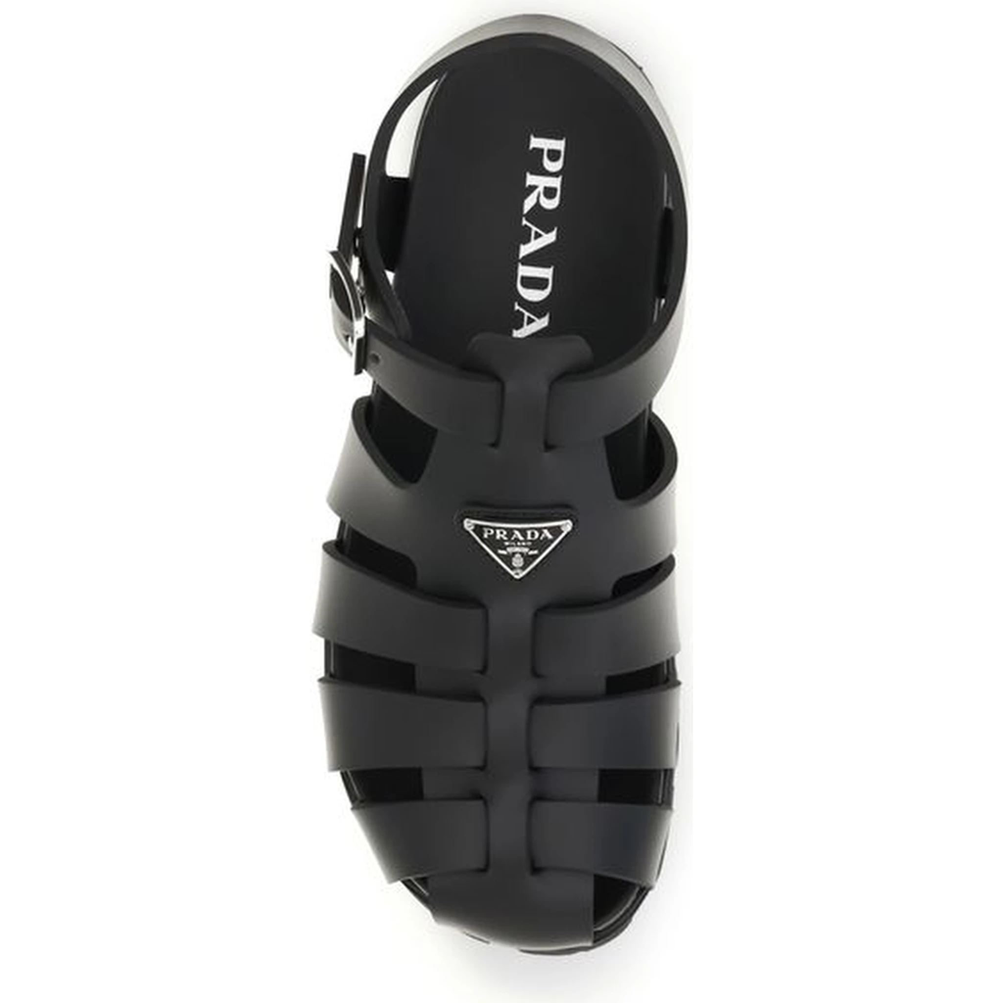 Black Calf Leather Bos Taurus Flat Sandals