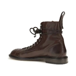 Brown Calf Leather Bos Taurus Lace-Up Boots