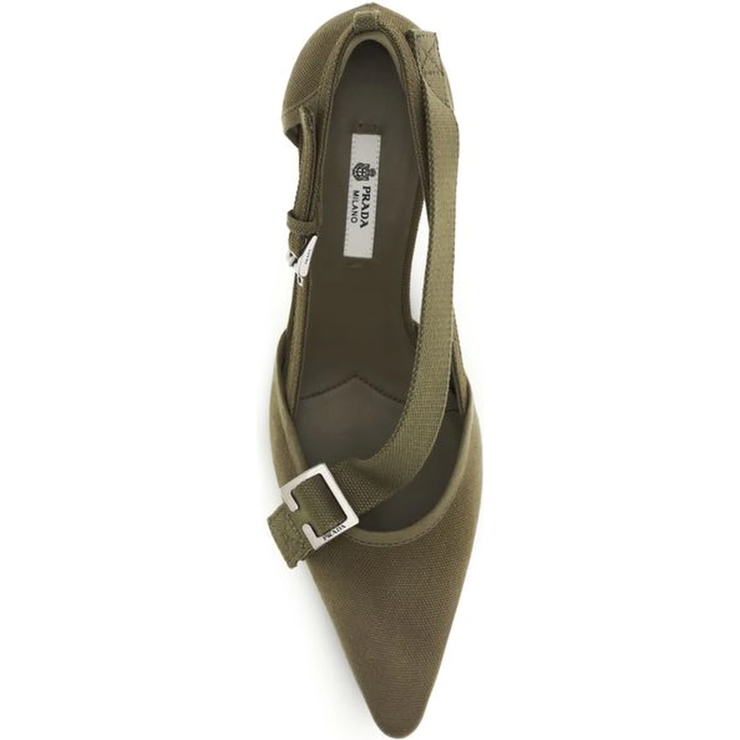Bicolor Cotton Mid Heel Pumps
