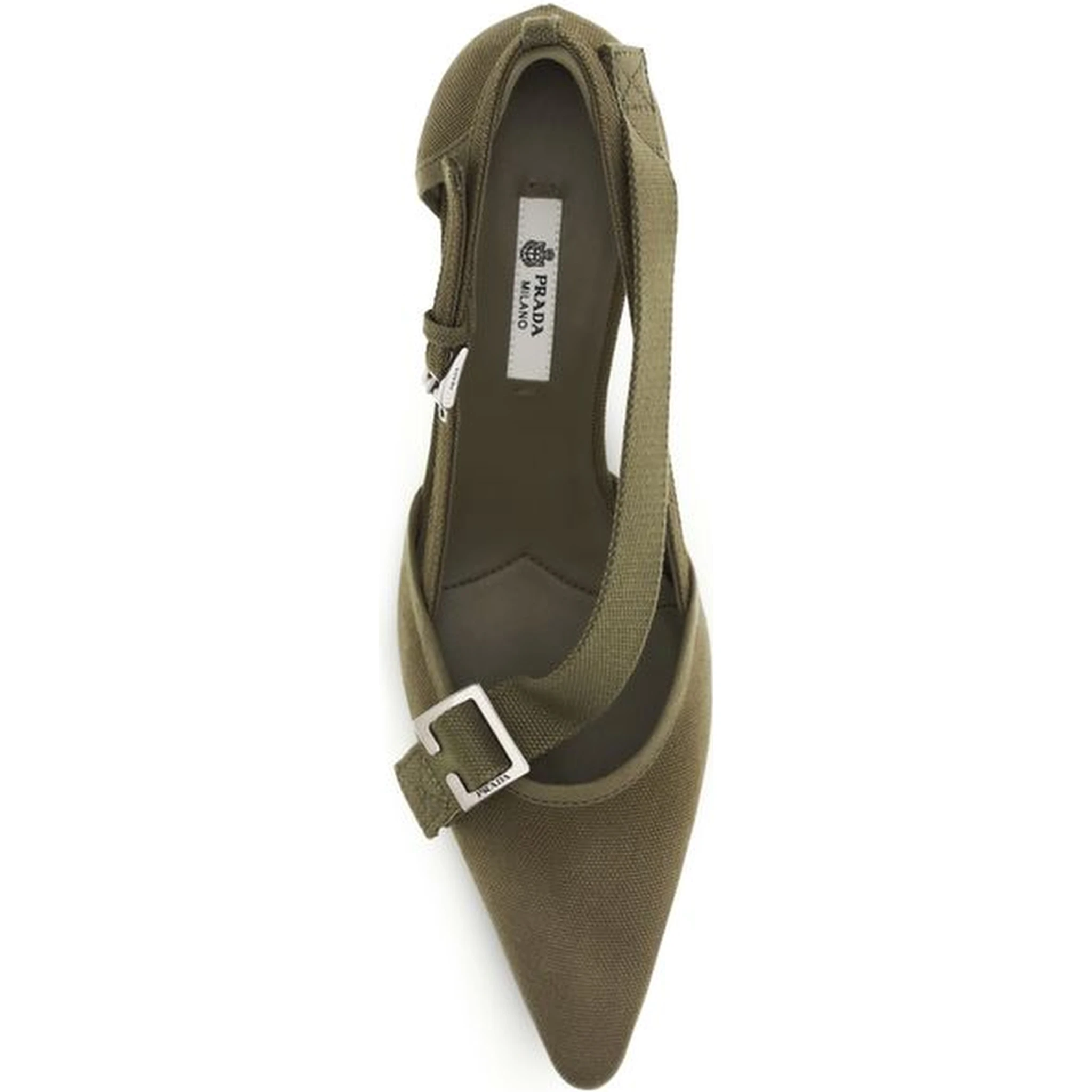 Bicolor Cotton Mid Heel Pumps