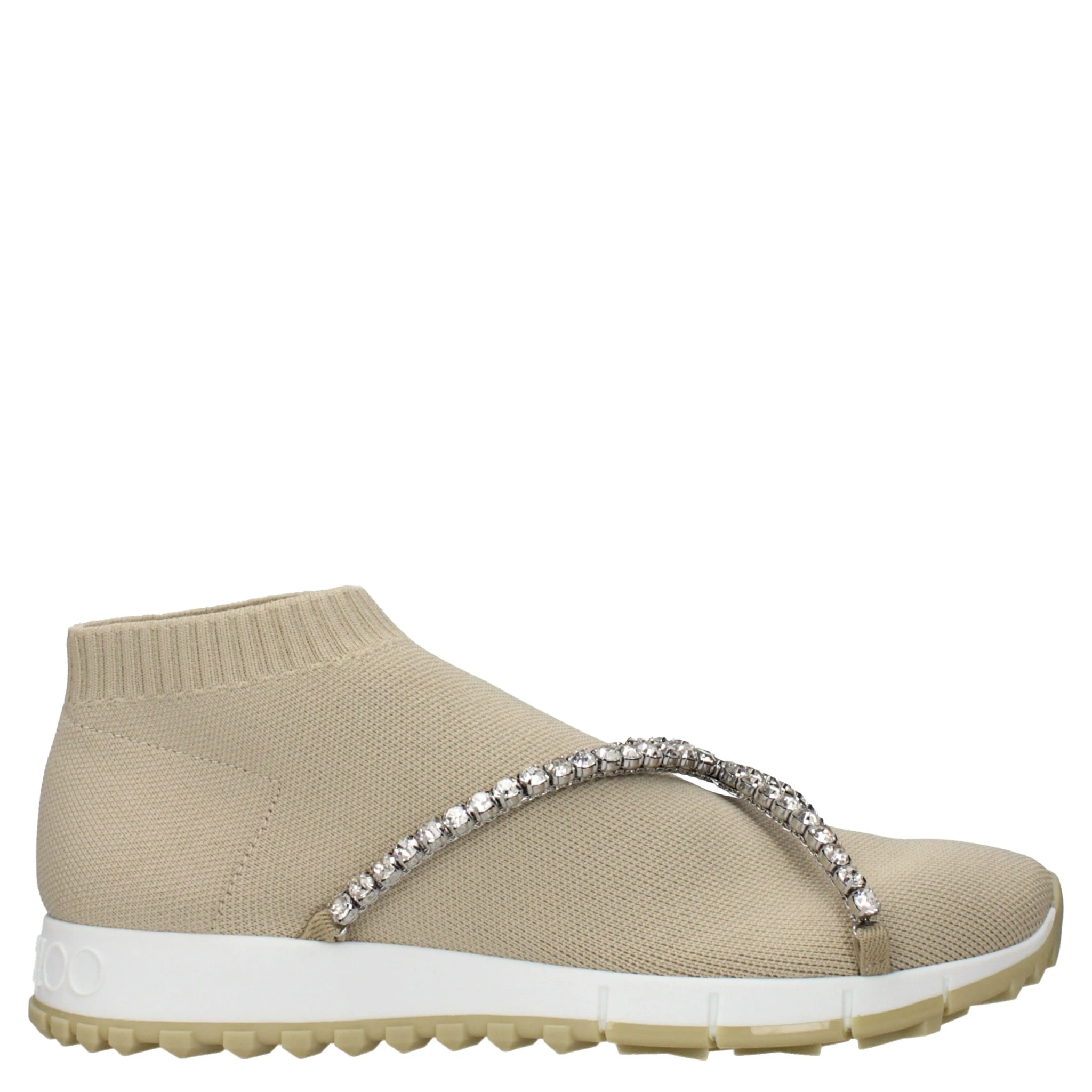 Beige Fabric Slip-On Loafers