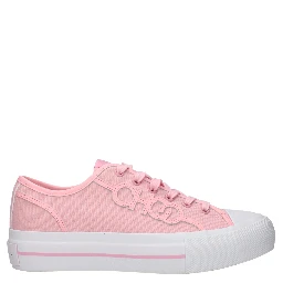 Pink Fabric Low Top Sneakers