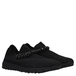Black Fabric Slip-On Loafers