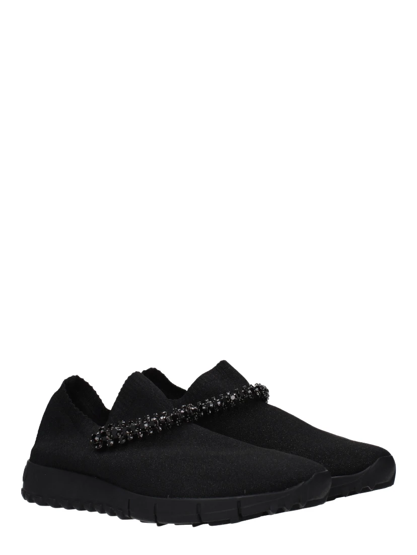 Black Fabric Slip-On Loafers