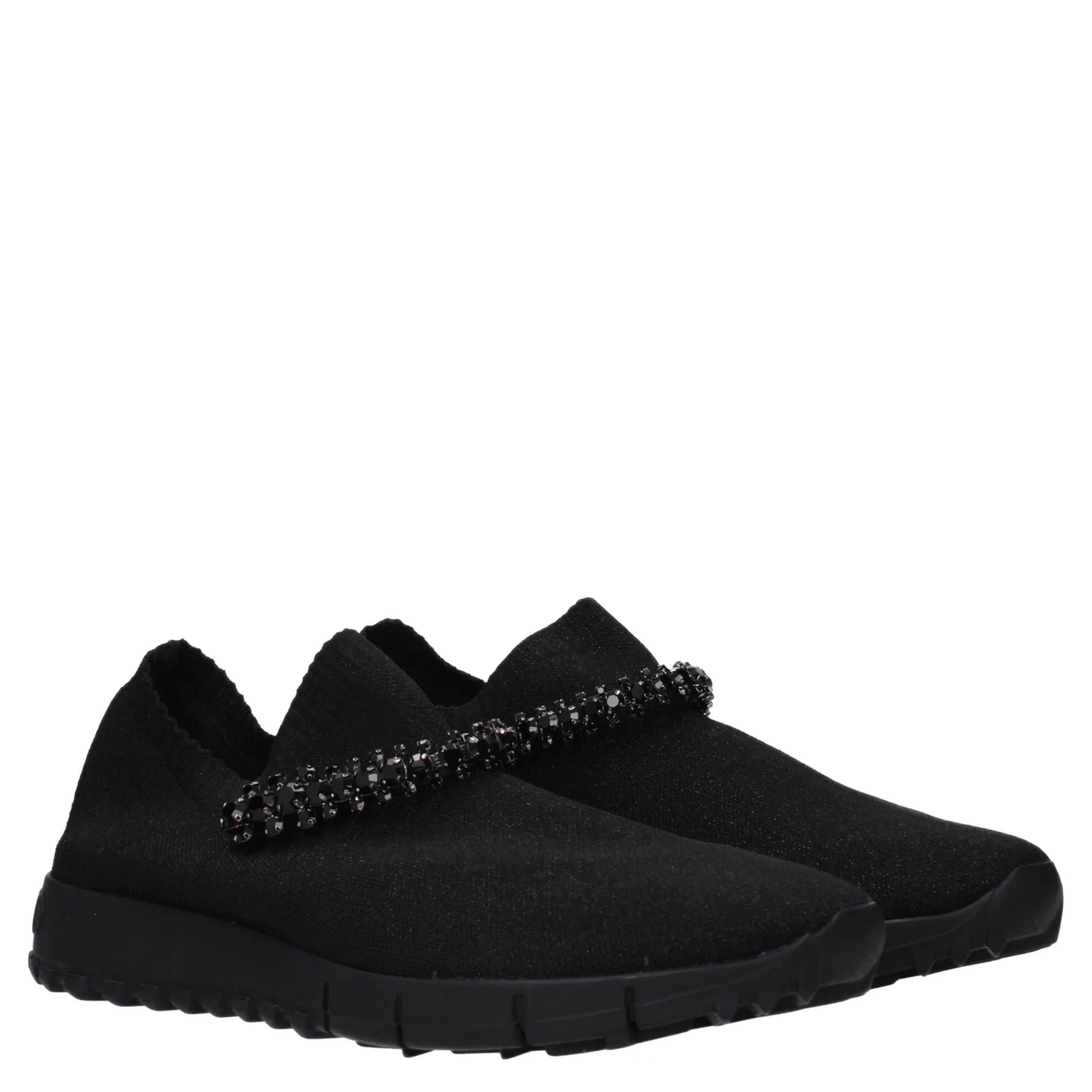 Black Fabric Slip-On Loafers