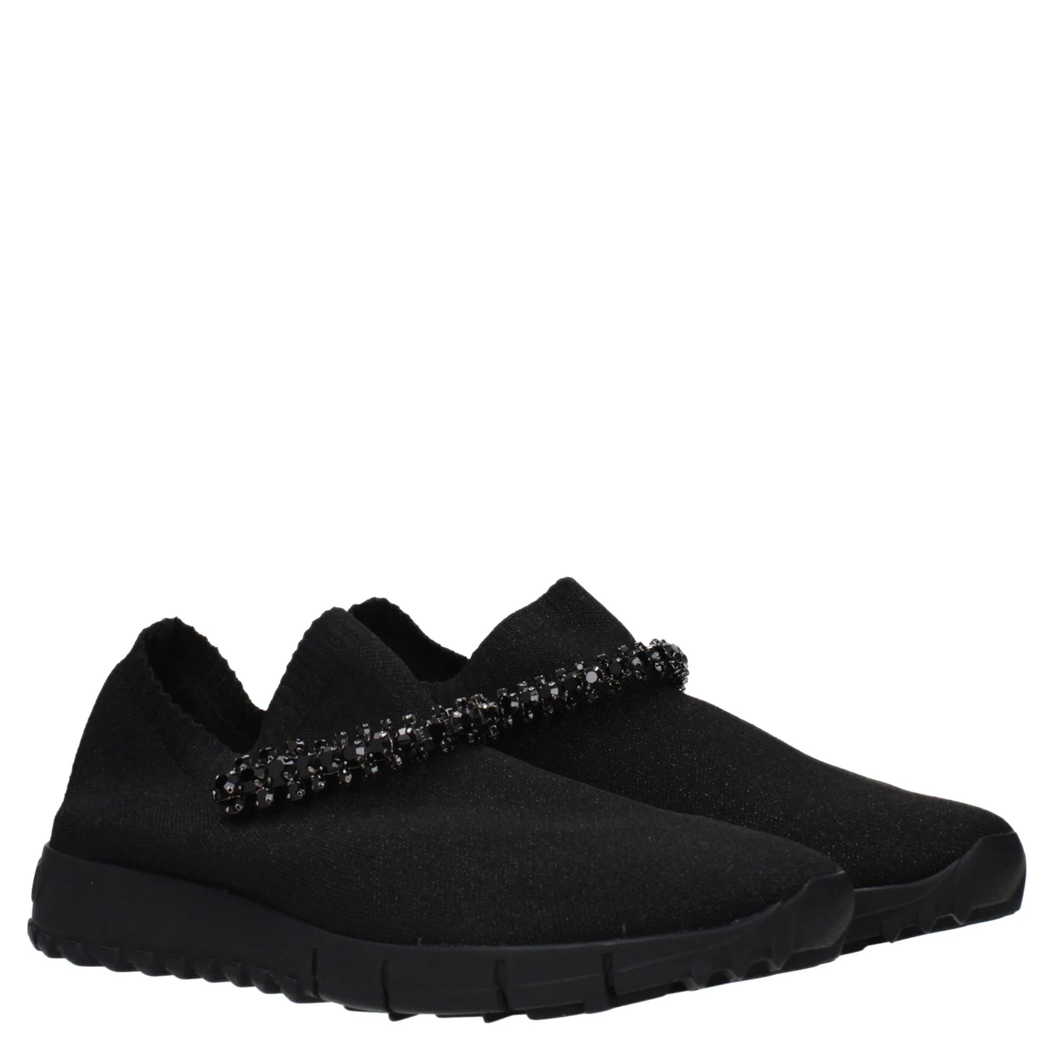 Black Fabric Slip-On Loafers