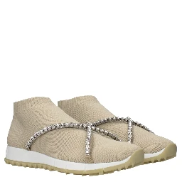 Beige Fabric Slip-On Loafers