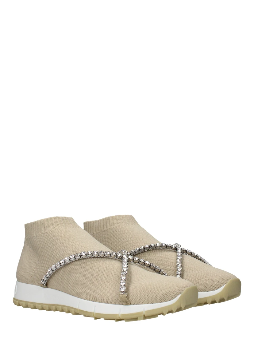 Beige Fabric Slip-On Loafers