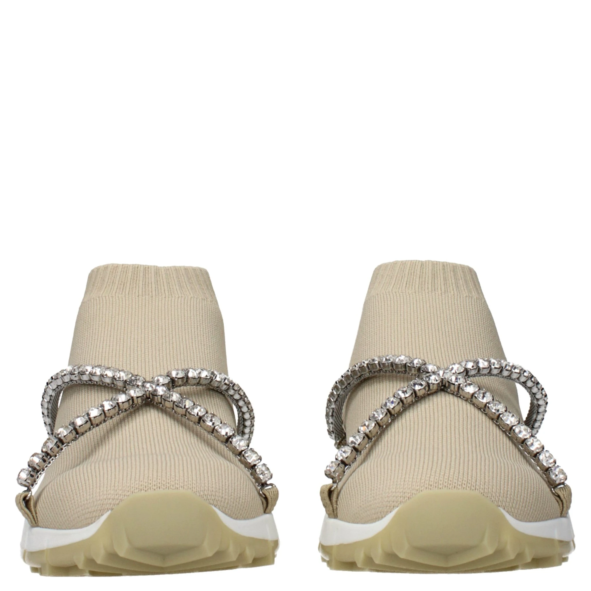 Beige Fabric Slip-On Loafers