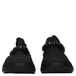 Black Fabric Slip-On Loafers