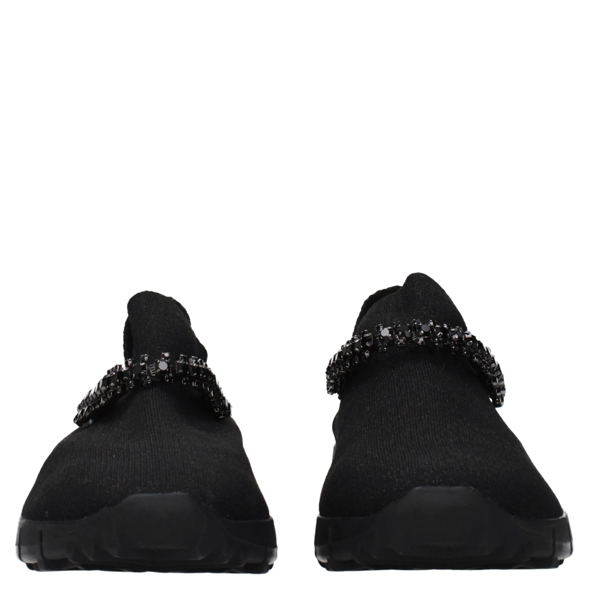 Black Fabric Slip-On Loafers