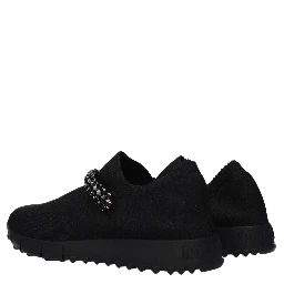 Black Fabric Slip-On Loafers
