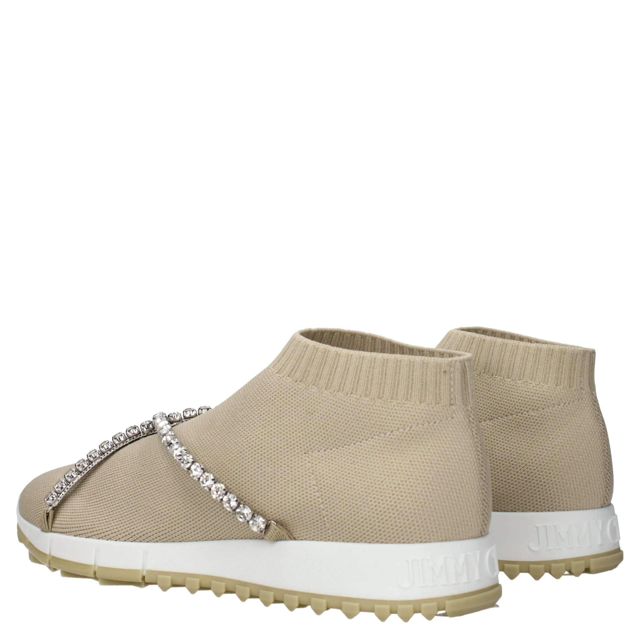 Beige Fabric Slip-On Loafers