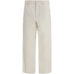 Beige Cotton Casual Pants