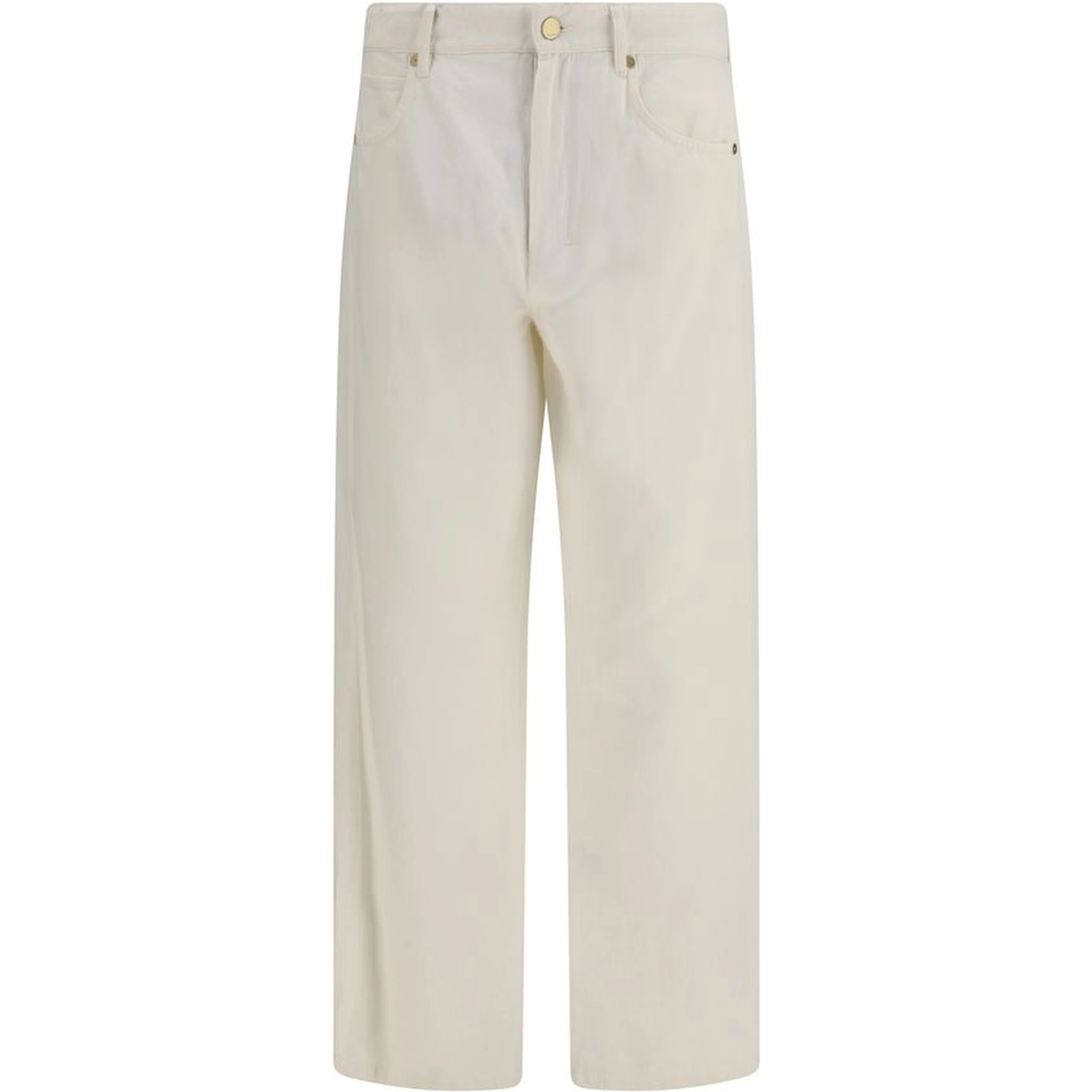 Beige Cotton Casual Pants