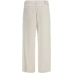 Beige Cotton Casual Pants