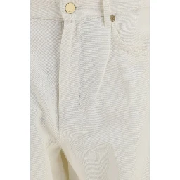 Beige Cotton Casual Pants