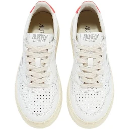 White Leather Low Top Sneakers