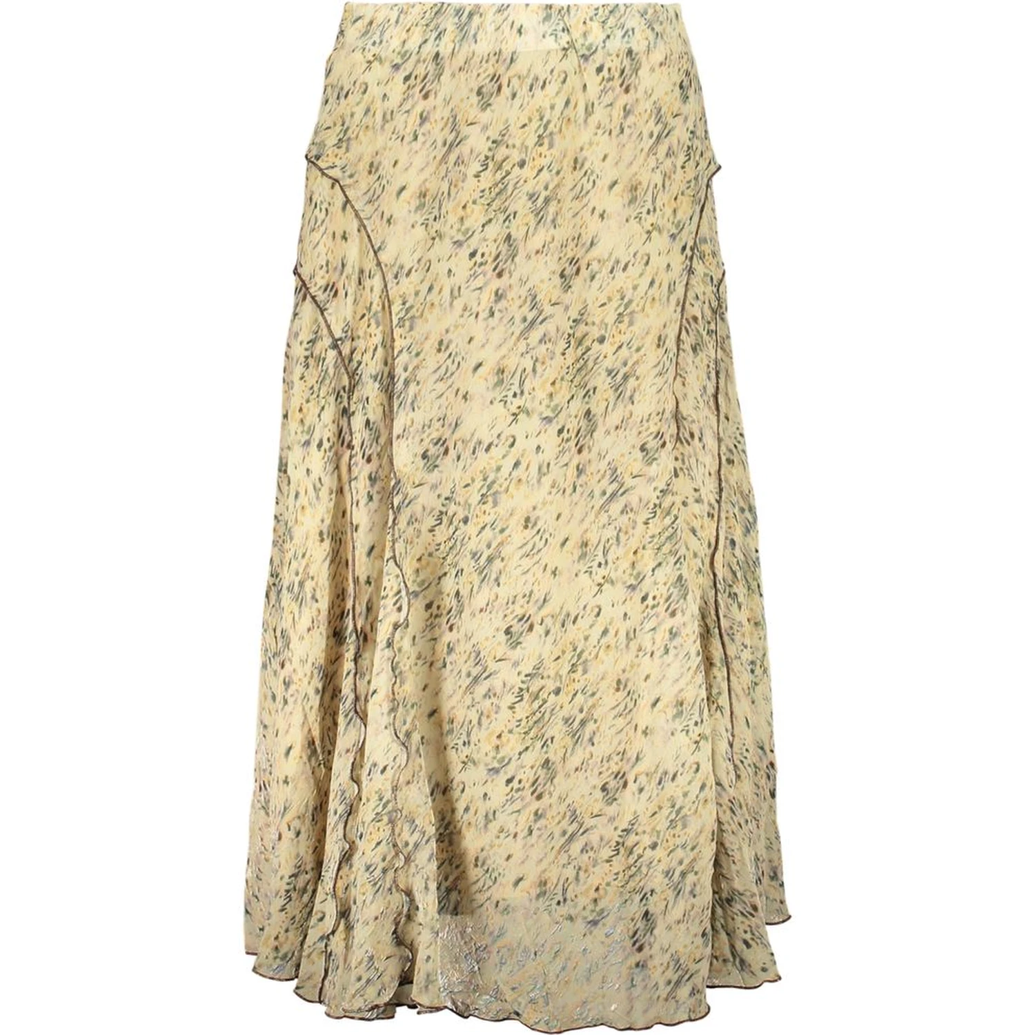 Beige Polyester Long Skirt