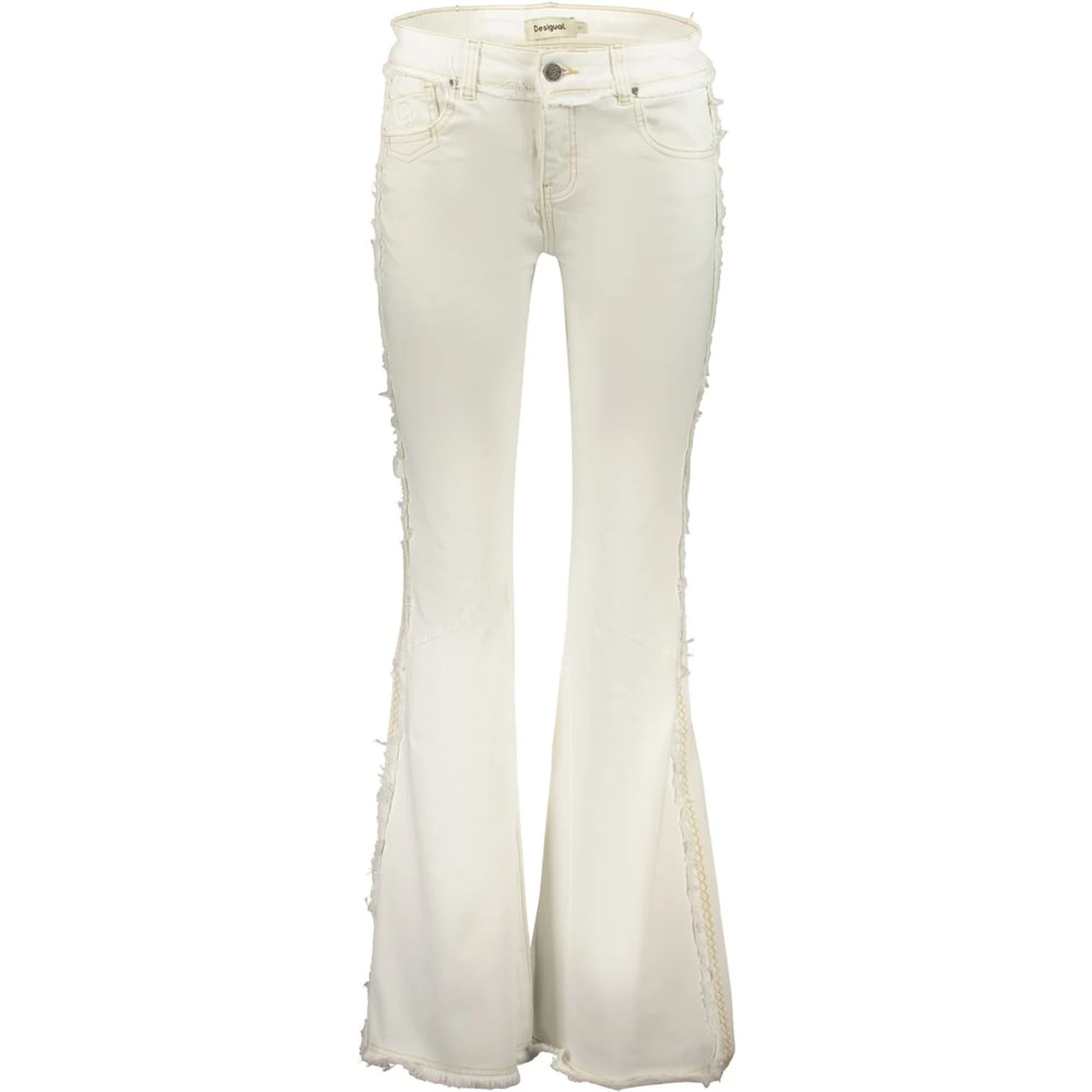 White Cotton Flared Jeans