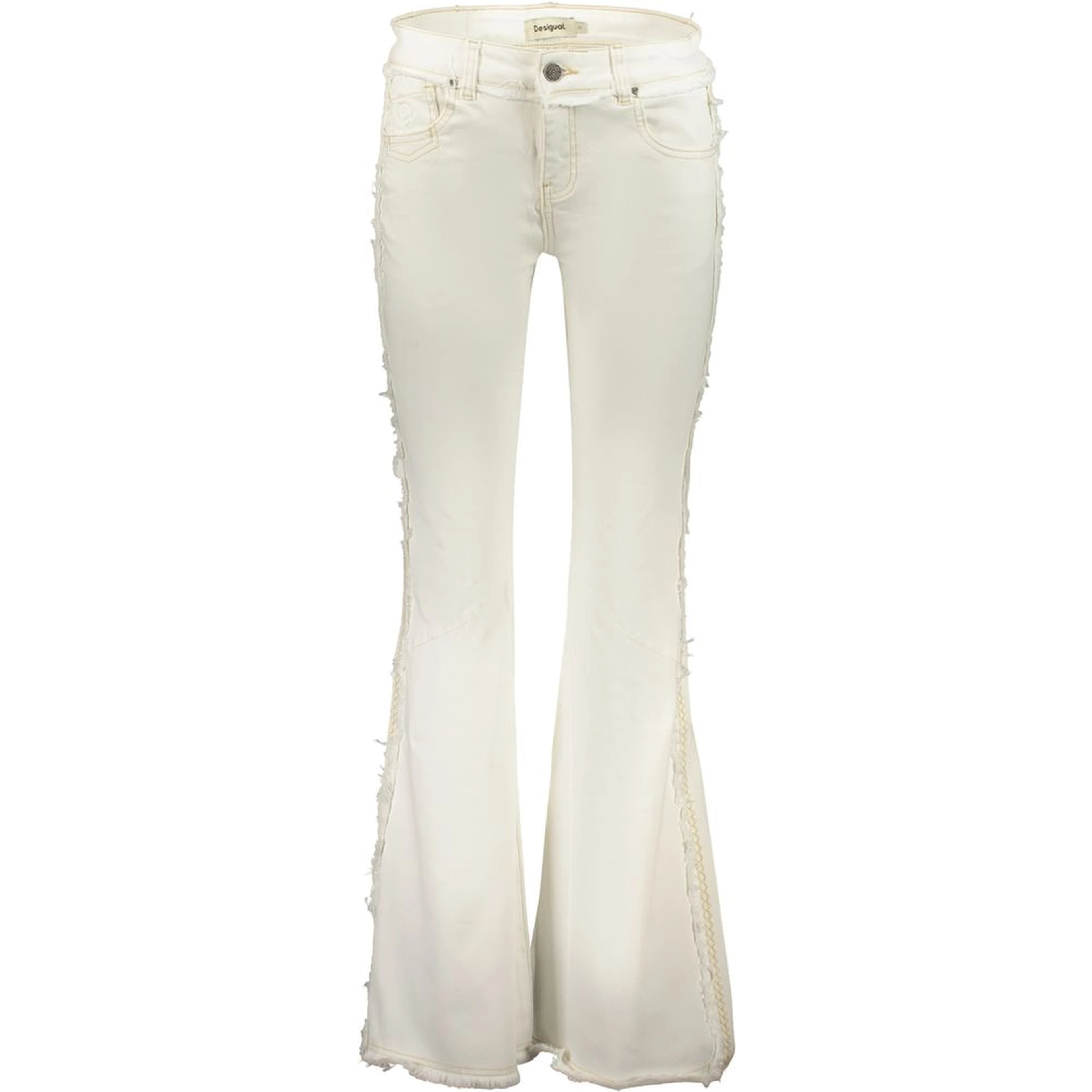 White Cotton Flared Jeans