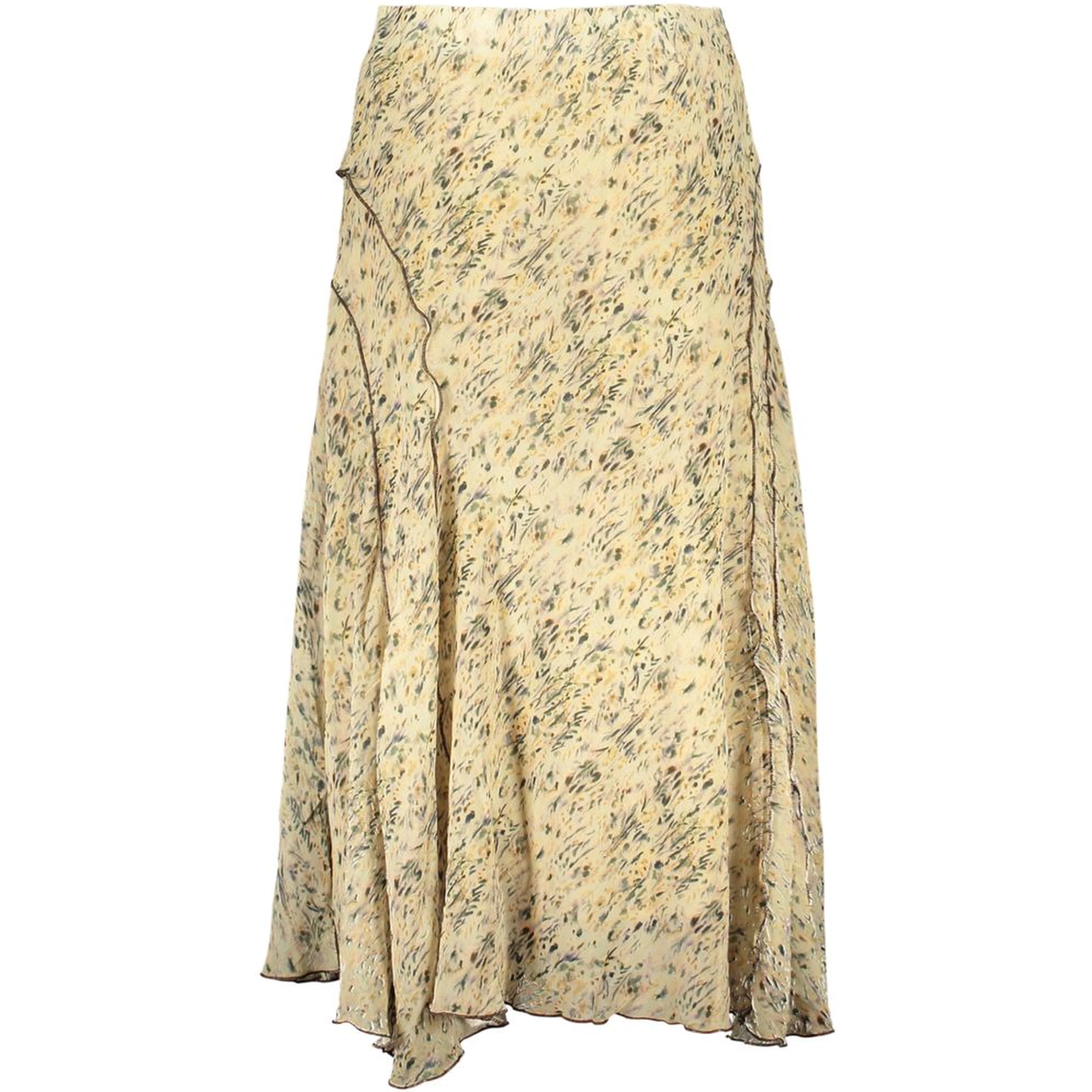 Beige Polyester Long Skirt
