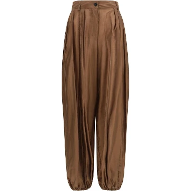 Brown Polyester Casual Pants